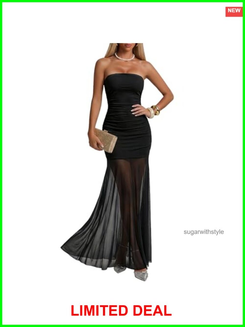 Strapless Bodycon Maxi Dress Modal Mesh Formal Dress